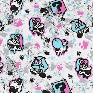 Nintendo Super Mario and Luigi Fabric Classic Game Fabric Anime Cotton Fabric By The Half Yard