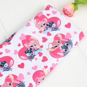 Stitch and Angel Stoff Blau Koala Stoff Cartoon Anime Baumwollstoff Halbe Meter