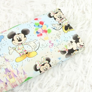 Mickey Minnie Mouse Fabric Pink Fabric Cartoon Anime Cotton Fabric By The Half Yard