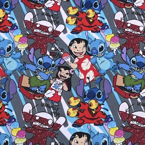 Lilo and Stitch Stoff Blauer Koala-Stoff Anime Baumwollstoff Halbe Meter