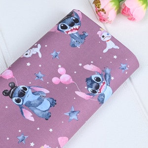 Stitch Fabric Blue Koala Fabric Anime Cotton Fabric By The Half Yard