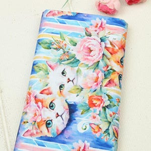 Cute Cat Fabric Lucky Kitty Fabric Japanese Anime Fabric Anime Cotton Fabric By The Half Yard