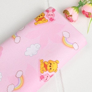 Disney Winnie the Pooh Fabric Cute Pooh and Piglet Fabric Anime Cotton Fabric By The Half Yard