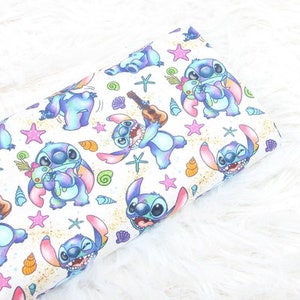 Stitch Fabric Blue Koala Play Guitar Fabric Anime Cotton Fabric By The Half Yard