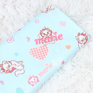 Marie Cat Fabric Valentine's Fabric Pink Disney Cat Fabric Anime Cotton Fabric By The Half Yard