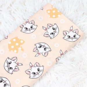 Marie Cat Fabric Valentine's Fabric Pink Disney Cat Fabric Anime Cotton Fabric By The Half Yard