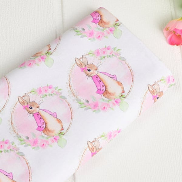 Peter Rabbit Fabric Cute Bunny Pink Fabric Anime Cotton Fabric By The Half Yard