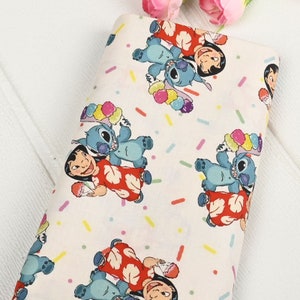 Lilo and Stitch Fabric Blue Koala Fabric Anime Cotton Fabric By The Half Yard