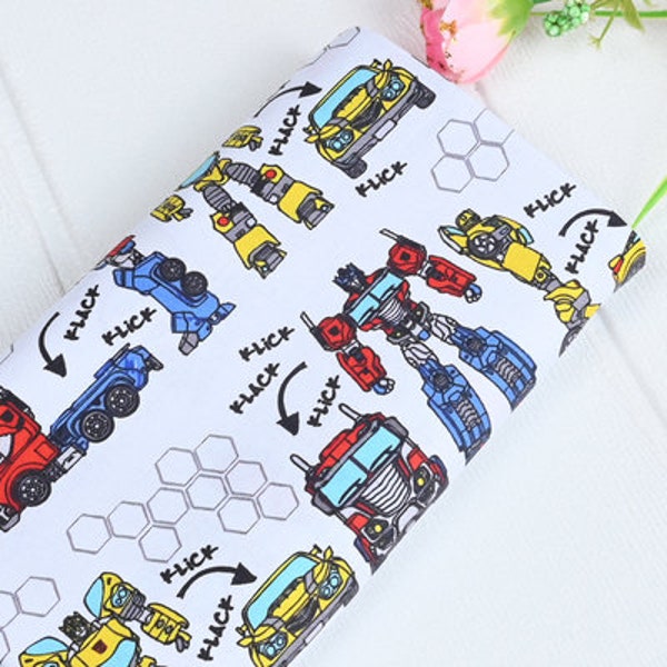 Transformers Fabric Anime Cotton Fabric By The Half Yard