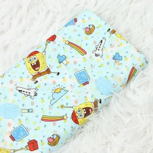 SpongeBob SquarePants Fabric SpongeBob Patrick Fabric Cartoon Anime Cotton Fabric By The Half Yard