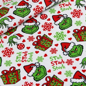 Weihnachten Grinch Stoff Cartoon Baumwolle Stoff Halbe Meter