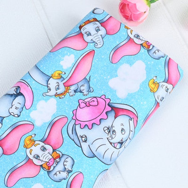 Dumbo Fabric Flying Elephant Timothy Fabric Anime Cotton Fabric By The Half Yard