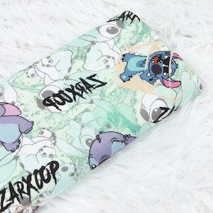 Stitch Fabric Blue Koala Play Guitar Fabric Anime Cotton Fabric By The Half Yard