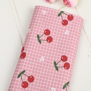 Cherry Fabric Cherry Check Fabric Cartoon Anime Cotton Fabric By The Half Yard