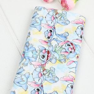 Stitch and Angel Stoff Blau Koala Stoff Cartoon Anime Baumwollstoff Halbe Meter