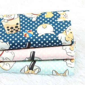 Welsh Corgi Dog Fabric Japanese Anime Cotton Fabric By The Half Yard