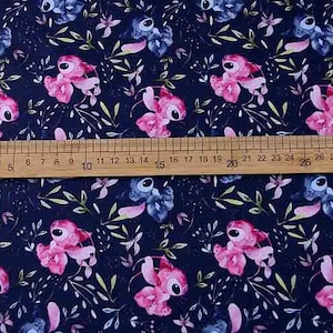 Stitch and Angel Stoff Blau Koala Stoff Cartoon Anime Baumwollstoff Halbe Meter