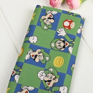 Super Mario Fabric Mario Luigi Fabric Japanese Anime Fabric Anime Cotton Fabric By The Half Yard