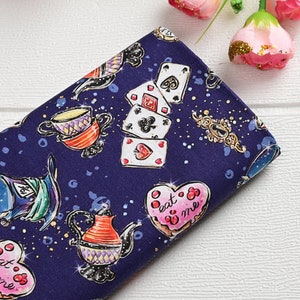 Alice in Wonderland Fabric Mad Hatter Fabric Anime Cotton Fabric By The Half Yard