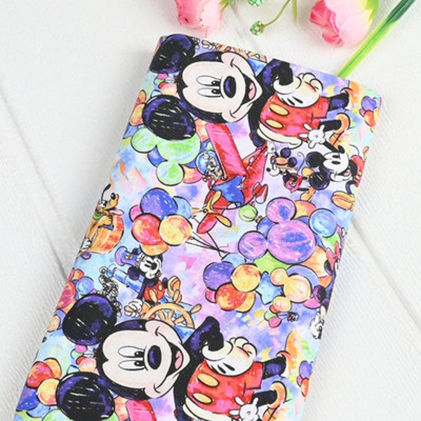 Mickey Minnie Mouse Fabric Balloon Fabric Cartoon Anime Cotton Fabric By The Half Yard