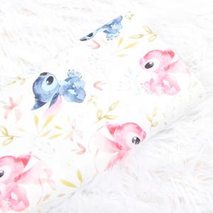 Stitch and Angel Stoff Blau Koala Stoff Cartoon Anime Baumwollstoff Halbe Meter