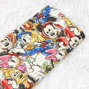 Mickey Minnie Mouse Fabric Pink Fabric Cartoon Anime Cotton Fabric By The Half Yard