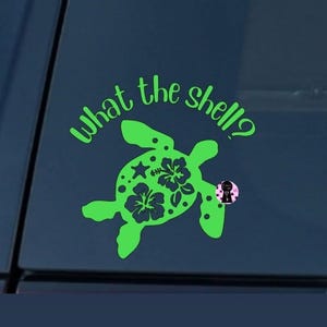 Floral Sea Turtle | Vinyl Decal | Car Window Bumper Sticker- Funny What The Shell