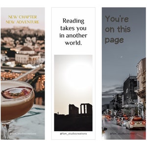 BOOKMARKS - &quot;ATHENS&quot; theme & quote - set of 5