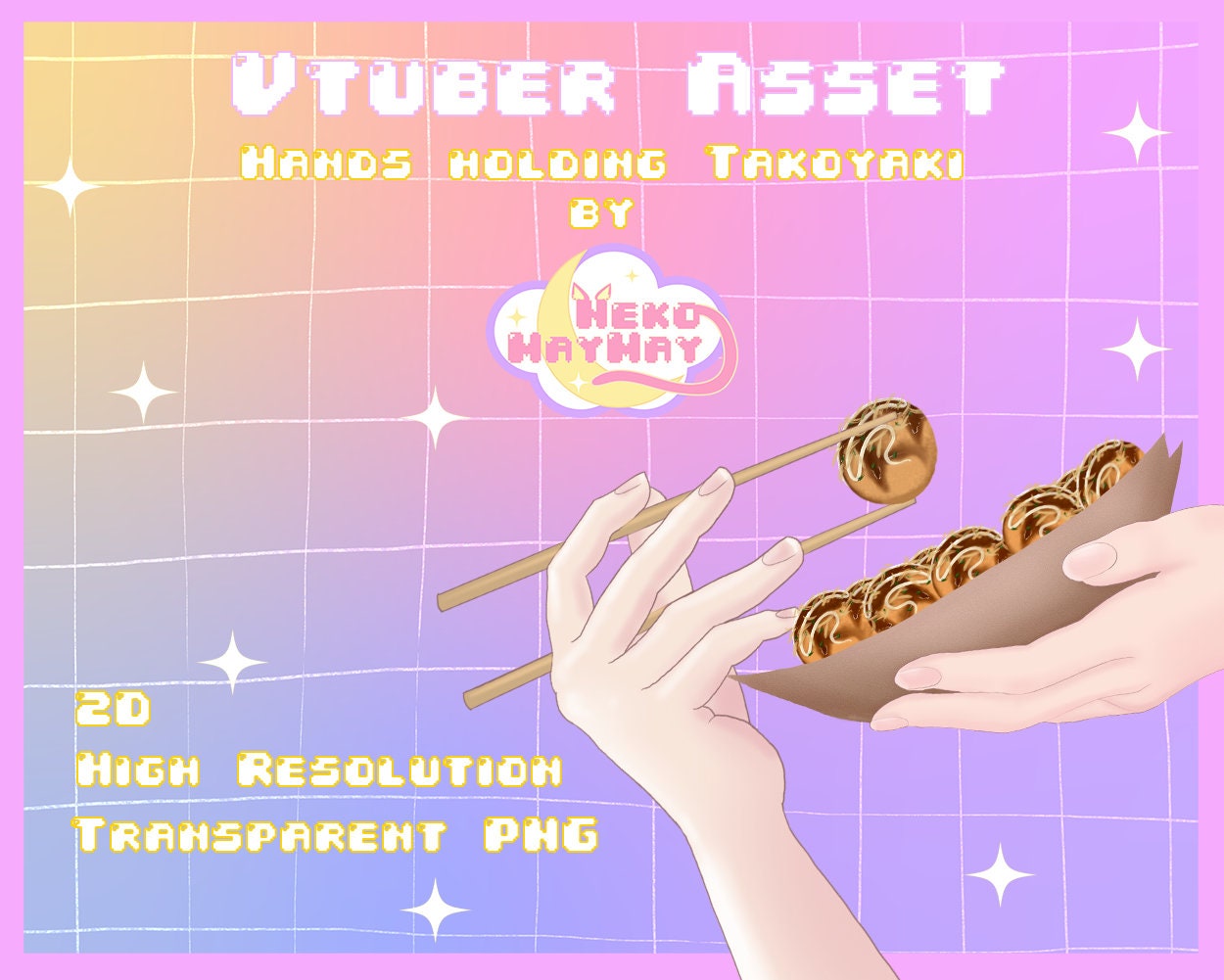 Vtuber 2D PNG Asset Hands Holding Delicious Takoyaki With