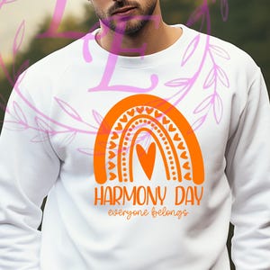 PNG harmony day everyone belongs rainbow t-shirt png single layer file for cricut.