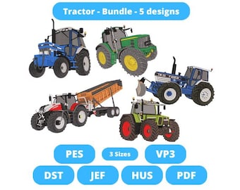 BUNDLE - 5 Tractor embroidery designs