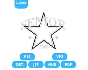 SENIOR 2025 Star embroidery design