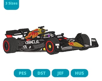 Red Bull F1 car embroidery design