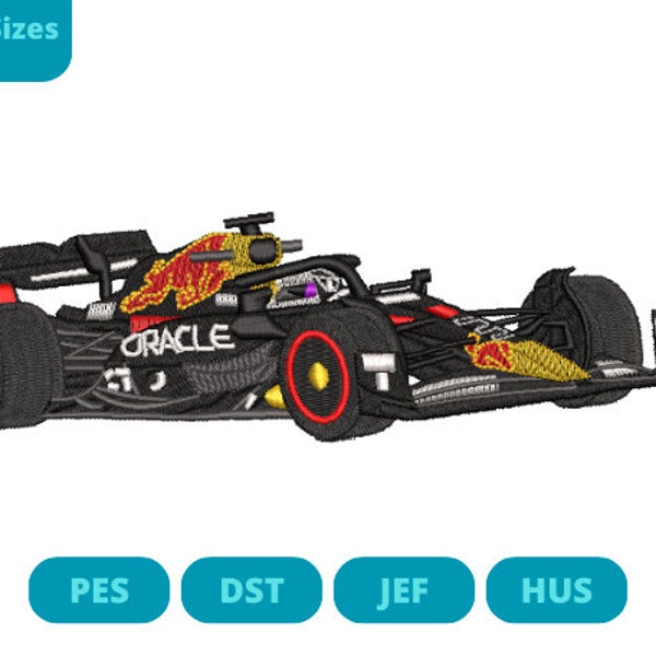 Red Bull F1 car embroidery design