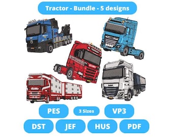 BUNDLE - 5 Truck embroidery designs