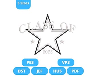 Class Of 2025 Star embroidery design