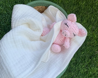 Handmade Crochet Pig Soft Toy (fabric color of your choice)