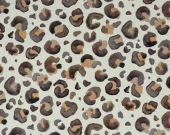 Leinen-Baumwolle Jersey Stoff -Animal Print- Ecru Digitaldruck Kleiderstoff ab 25cm