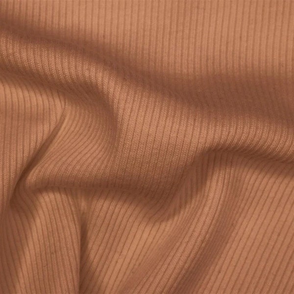 Jersey fines côtes -Mocha Mousse- tissu robe à partir de 25 cm