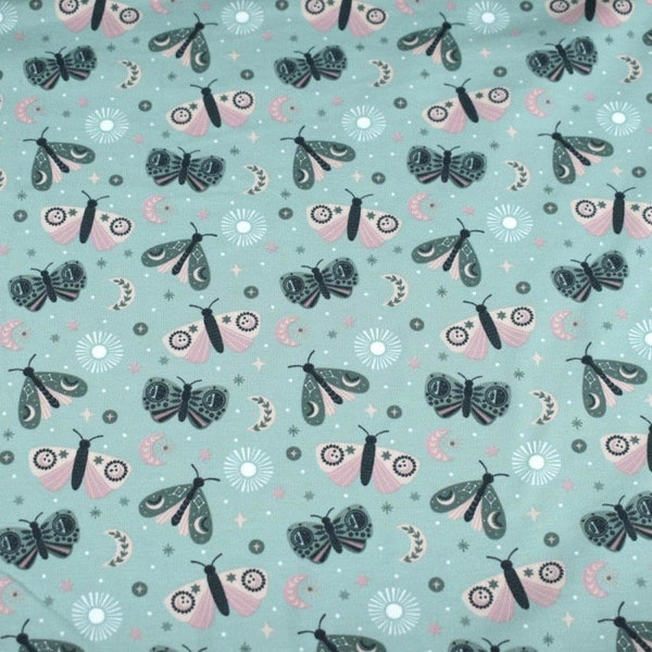 Baumwolljersey Stoff -Butterflys- Mint Kleiderstoff ab 0,25 cm