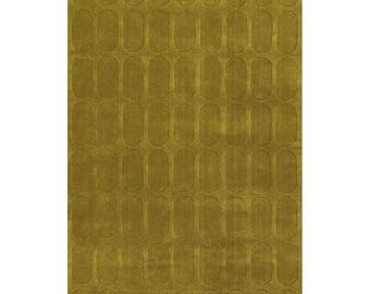 Mustard Yellow Area Rug: Hand-Tufted Geometric Oval Carpet