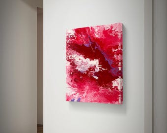 Original Red Abstract Fluid pour Painting | Bold Modern Wall Decor | Contemporary Canvas Art | ready to hang art | abstract art, pour art