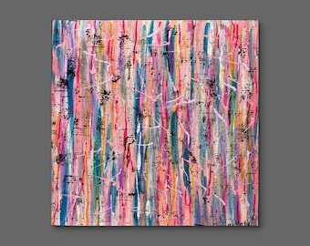 Colorful Drip Abstract Painting | Large Modern Wall Art | Bright Acrylic Canvas | Vibrant Textured Home Decor