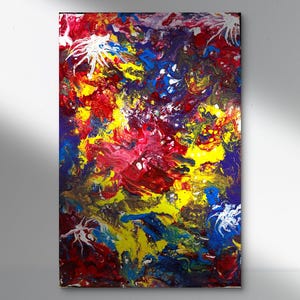 Original Acrylic Fluid Art: Colorful Abstract Pour Painting