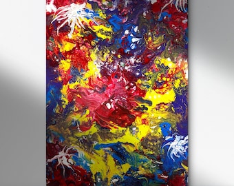 Original acrylic fluid Abstract Art, Colorful Abstract Painting Original Art pour art fluid pour painting