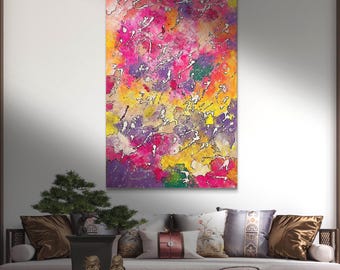 Large Abstract Wall Art on Canvas Bold Colorful Modern Painting for Living Room Decor bold abstract art pop art luxury wall art