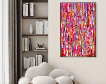 Original art acrylic Abstract Drip on Canvas board | Modern Splatter Wall Art | Vibrant Textured Acrylic Art for Living Room Decor