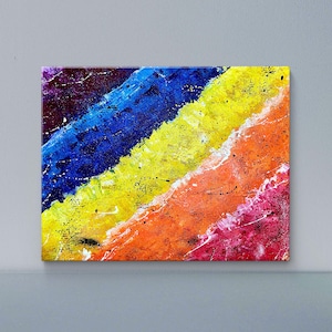 Rainbow Abstract Wall Art | Colorful Modern Texture Painting | Vibrant Multicolor Canvas Print | Bold Contemporary Home Decor |