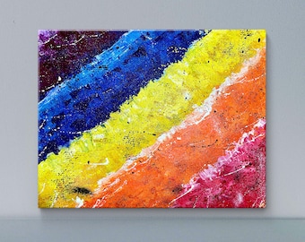 Rainbow Abstract Wall Art | Colorful Modern Texture Painting | Vibrant Multicolor Canvas Print | Bold Contemporary Home Decor |