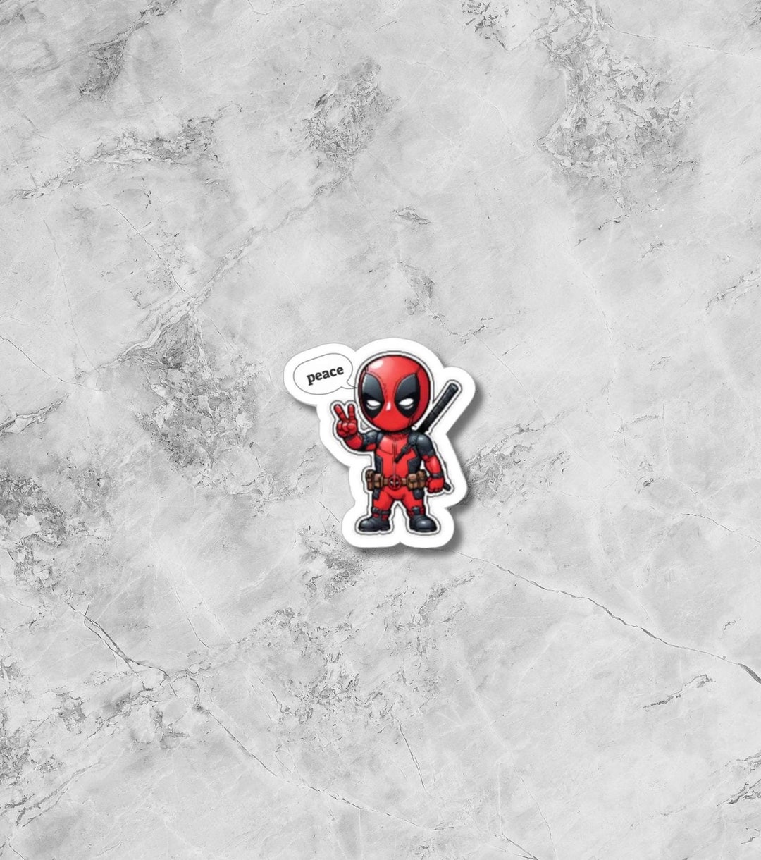 Mini Deadpool Peace Sign Sticker Cute Marvel Vinyl Decal Fun Superhero ...